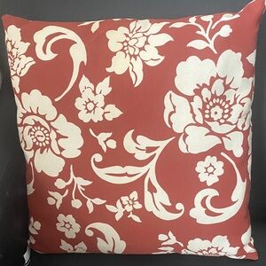 Floral Red and Cream Decorative Throw Pillow